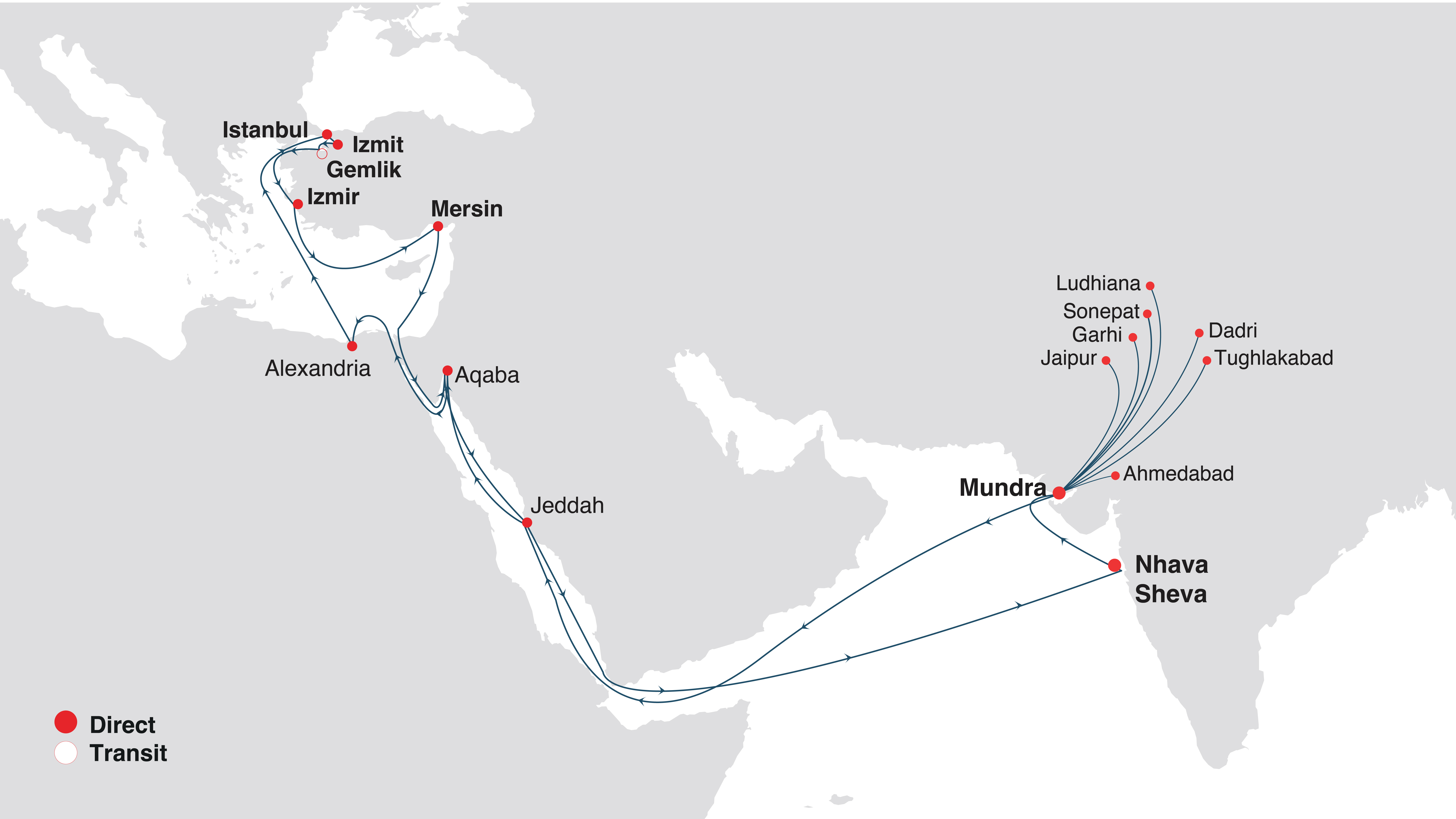 Türkiye - Red Sea - India Service (TRI)